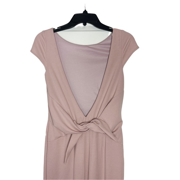 Katie May Blush Pink Boat Neck Low back Bow Full Length Designer Formal Gown - Picture 8 of 15